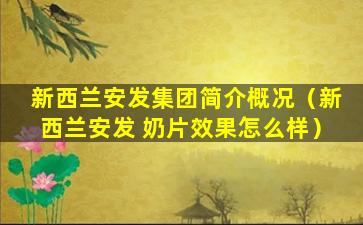 新西兰安发集团简介概况（新西兰安发 奶片效果怎么样）